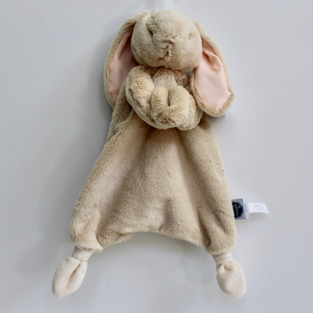 Mary Meyer Bunny Rabbit Lovey Plush Knotted Security Blanket Blankie 12" Beige